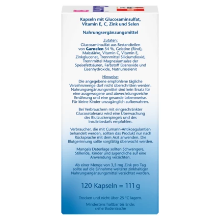 Abbildung der Produktverpackung Doppelherz aktiv Glucosamin Kapseln 500 Seitenansicht rechts